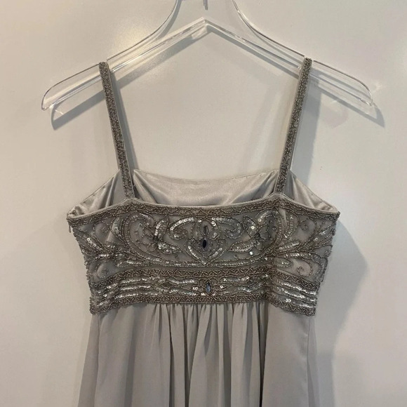 Sue Wong Platinum Beaded Long Formal Dress Gown Womens Size 4 - Picture 5 of 10